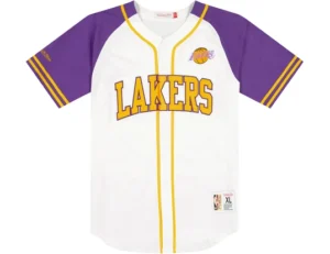 Camiseta Beisbolera LA Lakers Mitchell & Ness